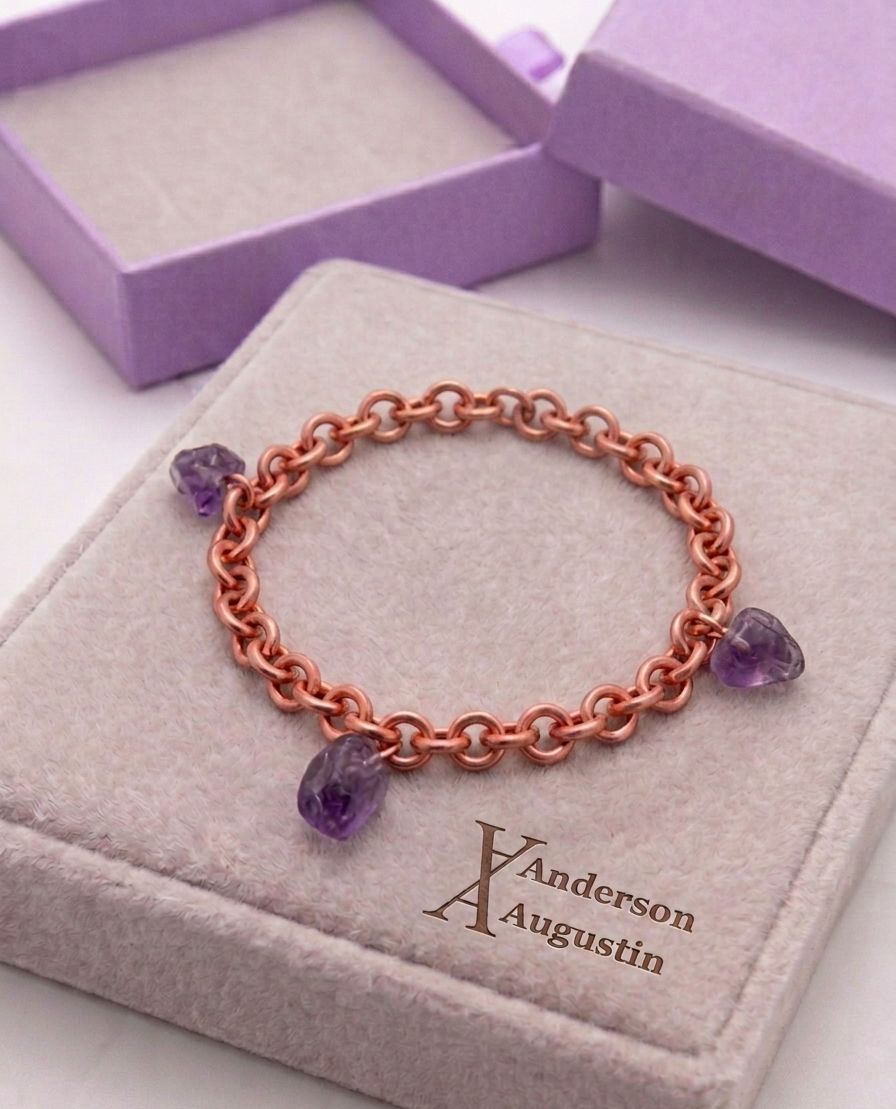 Copper Bracelet with Amethyst