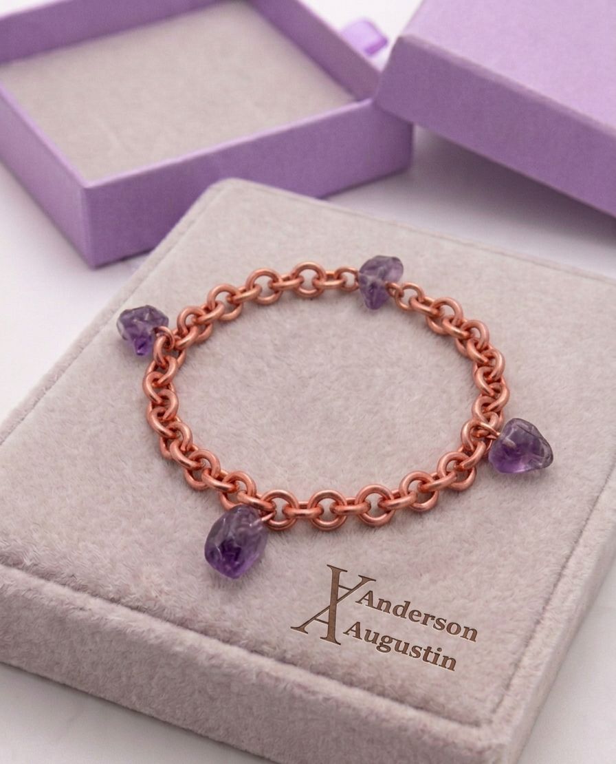 Cooper Bracelet with Amethyst
