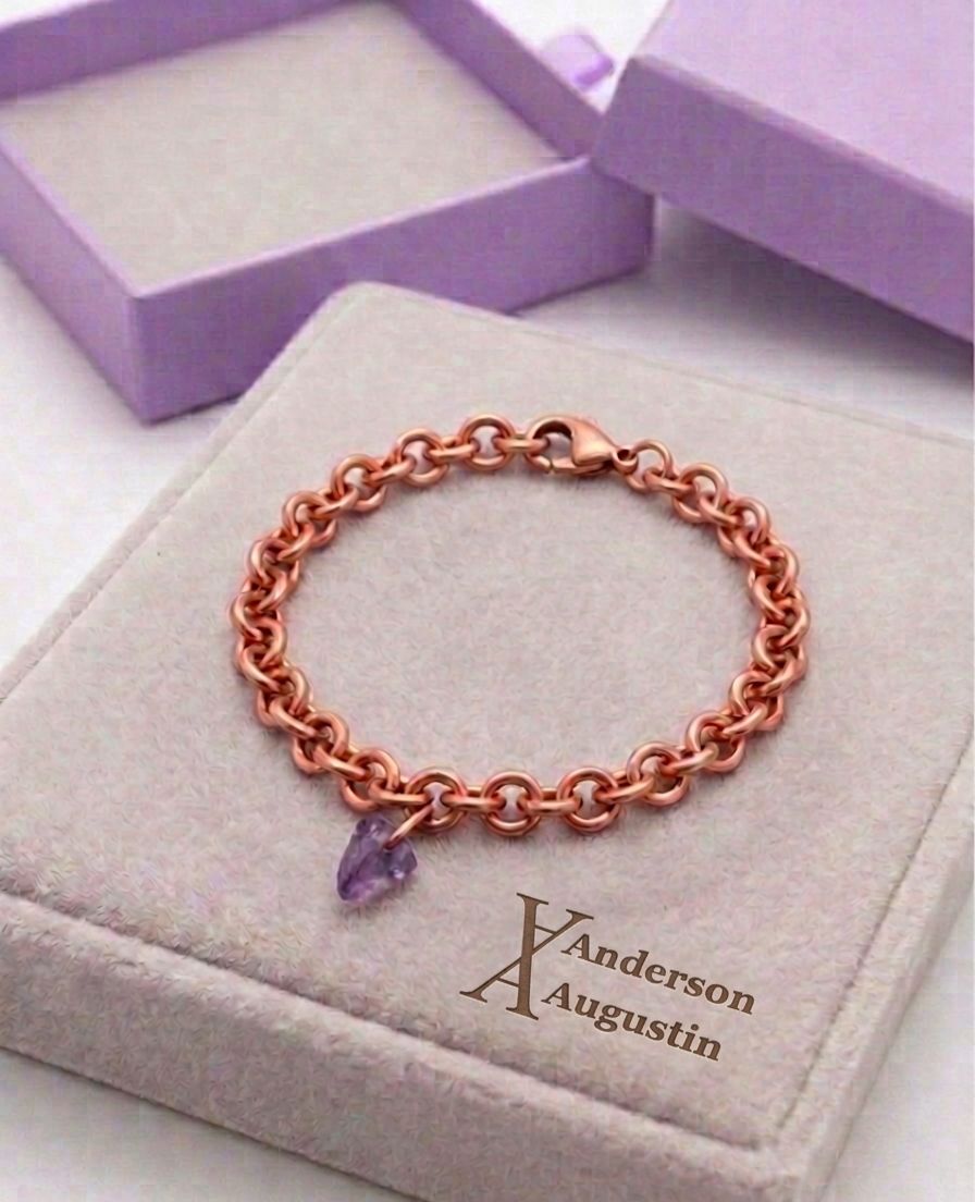 Copper Bracelet with Amethyst